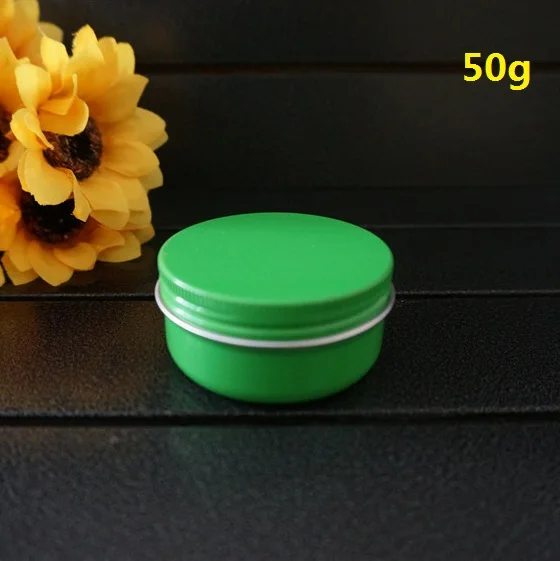 

50g 56*27mm Green Refillable Aluminum Box Metal Tin Cans 50ml DIY Cosmetic Cream Containers Empty Round Jar Tea Aluminum Pot