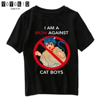 i am a mom against cat boy cute cartoon sweet girls japanese streetwear t shirt chlidren summer top baby t shirt cartoon shirt