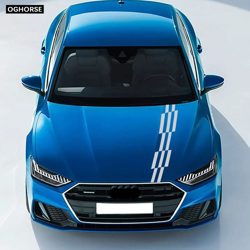 Наклейка на капот в полоску для Audi A4 B5 B6 B7 B8 B9 A3 8P 8V 8L A6 C6 C5 C7 A5 A1 8X A7 A8 Q5 Q7 Q3 Q1 TT