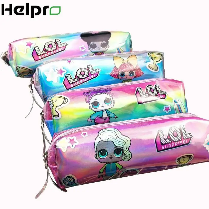 HELPRO чехол-карандаш с лазером для девочки с рисунком из мультфильма каваи, качественные школьные принадлежности из искусственной кожи, милый пенал, канцелярский Подарочный чехол-карандаш