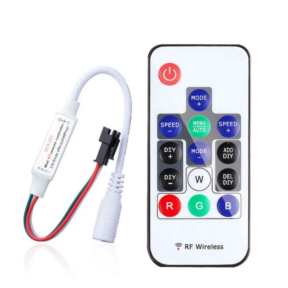 Светодиодный светильник WS2812B WS2811 SK6812 RGB Led контроллер 14 ключей RF беспроводной