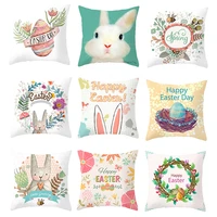 45cm happy easter cushion cover wreath eggs easter bunny decorative pillowcase sofa car bed home decor easter party pillow case