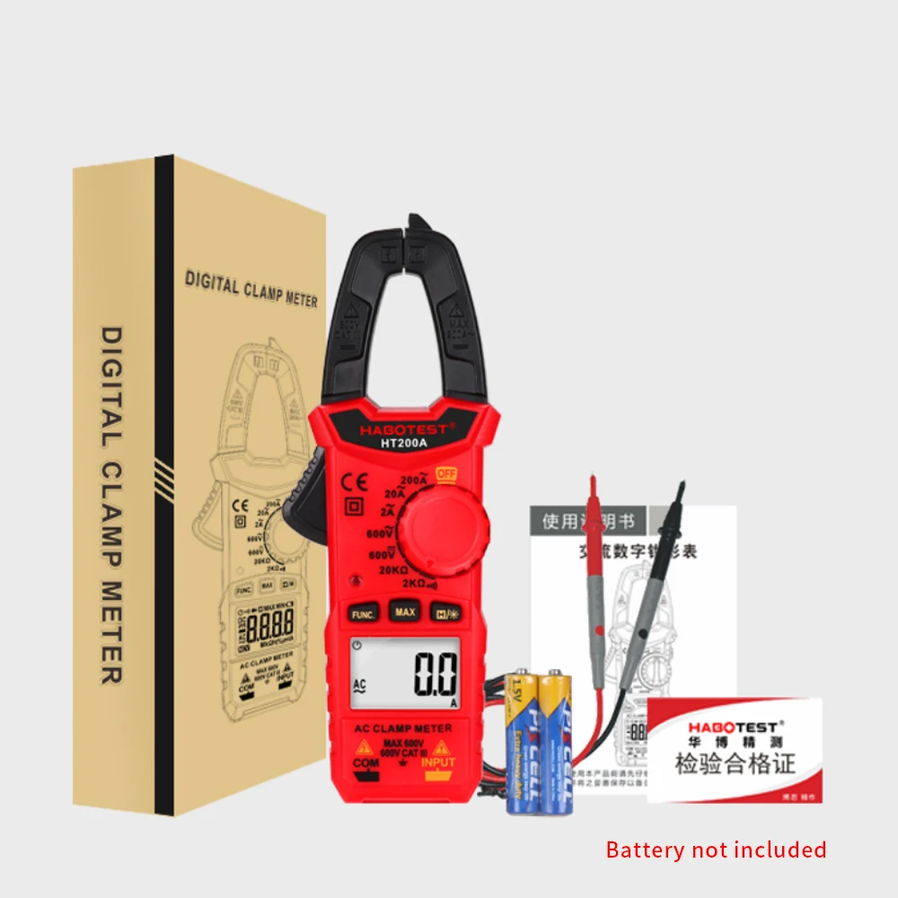 HABOTEST HT200A Мини AC цифровой клещи True RMS Авто Диапазон Цифровой мультиметр ток