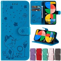 wallet cat bee leather flip case for google pixel 6 pixel 6 pro pixel 5a 5 5xl pixel 4 4a 4xl pixel 3 3xl 3a xl pixel 2 xl cover