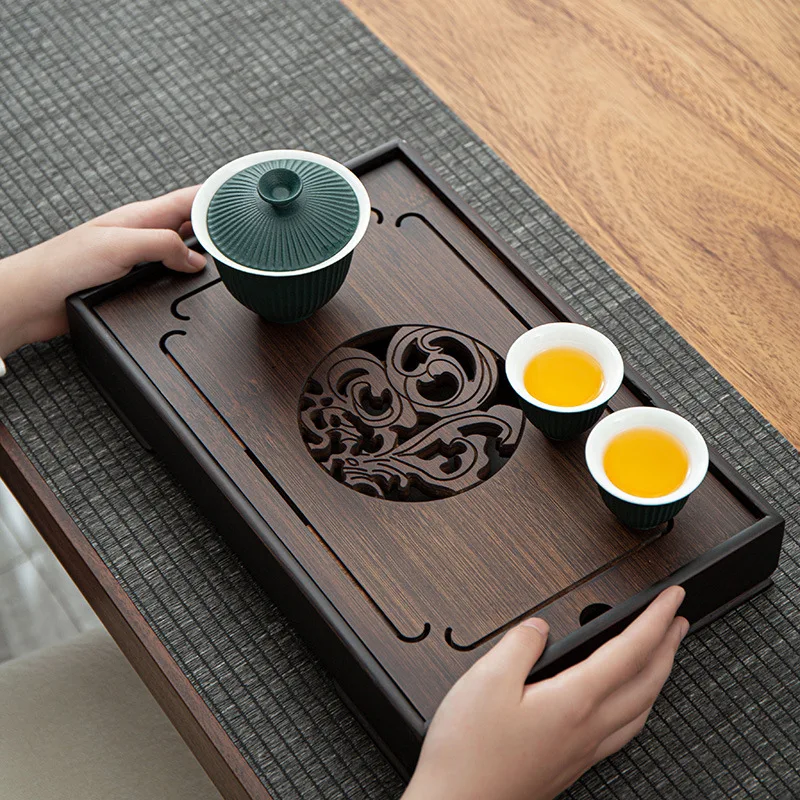 

Бамбуковый винтажный чайный поднос Kungfu, длинный японский маленький поднос для чая, Черные Деревянные Подносы для чая, кухонные принадлежно...