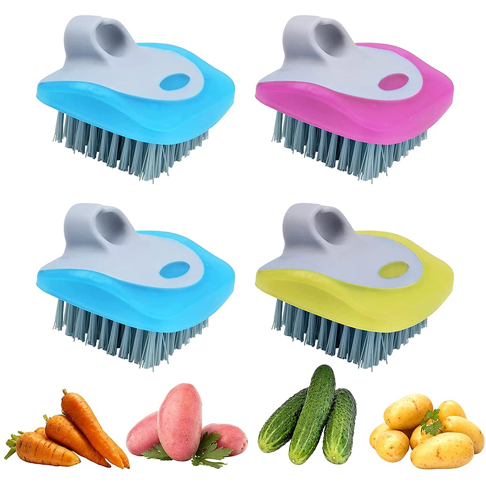 

4Pcs Vegetable Brush Potato Scrubber Brush Vegetable Brush Scrubber for Food Flexible Bristles Kitchen Brush for Fruits