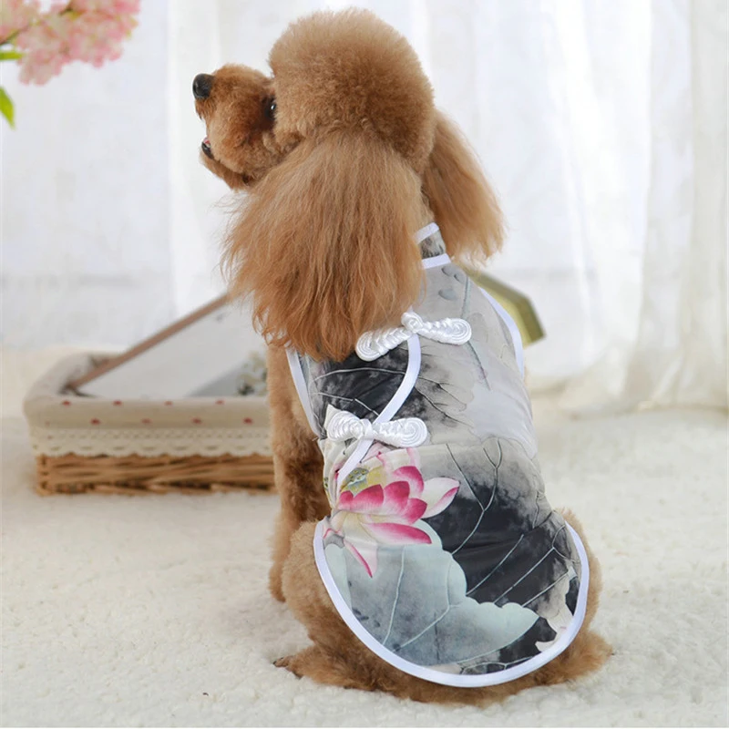 Китайские традиции летнее платье для собак одежда чонсам костюм домашних