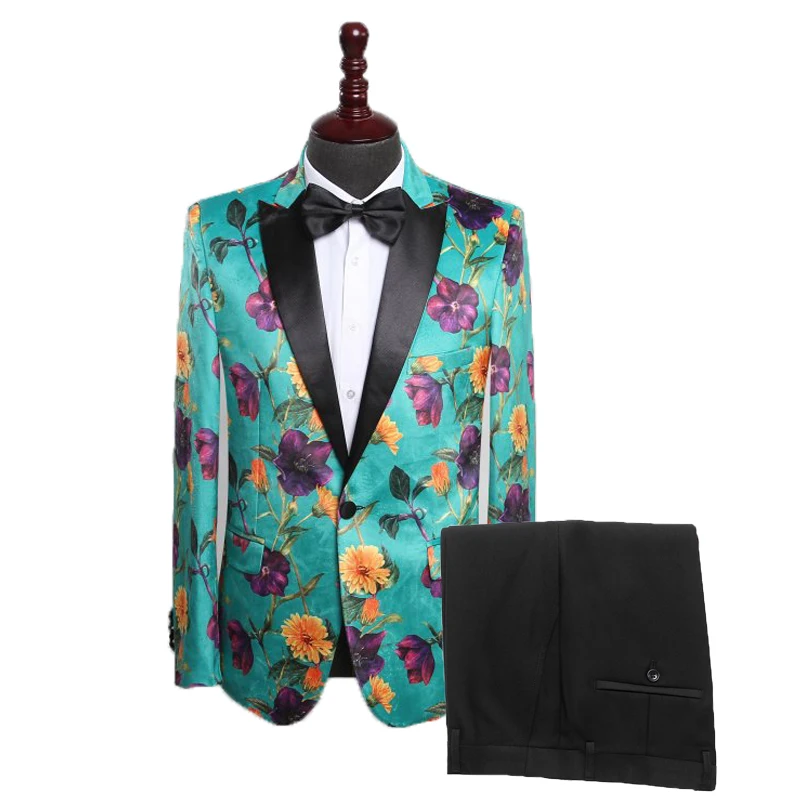 Мужской модный костюм на заказ жаккардовый приталенный Блейзер с цветочным