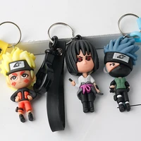anime akatsuki cartoon keychain silicone kakashi sasuke lanyard keychain women bag keyholder mini doll toys kids gift