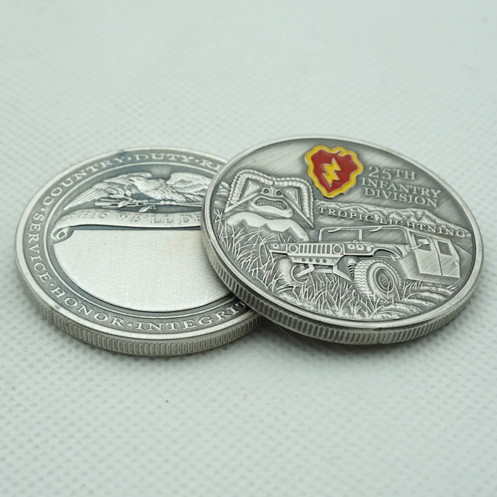 USA Military Tropic Lightning 25nd Infantry Division Challenge Souvenir Antique Silver Coin United States Army Collectible Gifts | Дом и сад