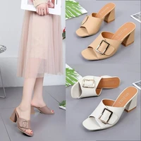 korean version of thick heel wear sandals and slippers in summer womens high heels casual fashion joker open toe word drag