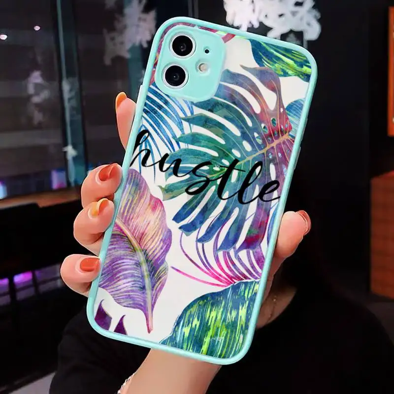 

Summer OF Palm Leaf Banana Leaf Flower Plants Phone Cases matte transparent For iphone 7 8 11 12 plus mini x xs xr pro max cover