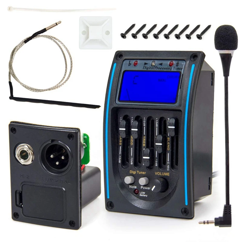 5 полос Акустическая гитара Пикап Эквалайзер ЖК-тюнер с микрофоном LC-5 | Спорт и