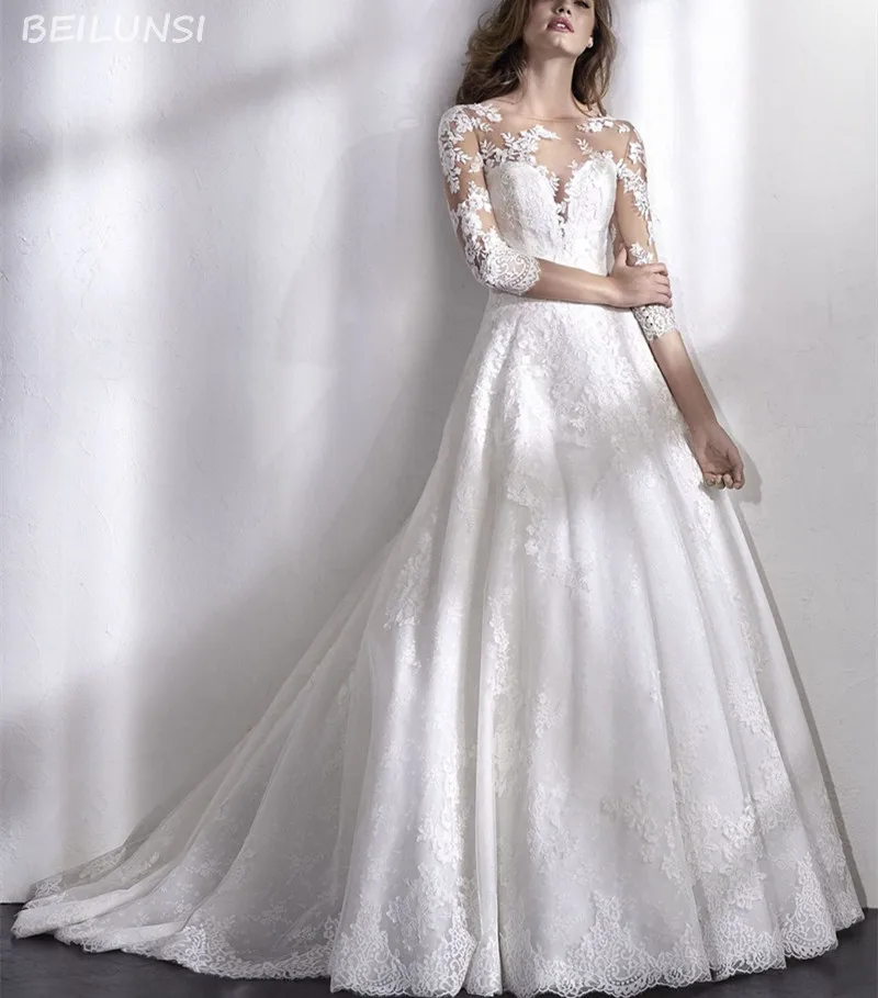 

Винтажное свадебное платье 2022, прозрачные Свадебные платья трапециевидной формы с блестящей искусственной аппликацией, свадебные платья