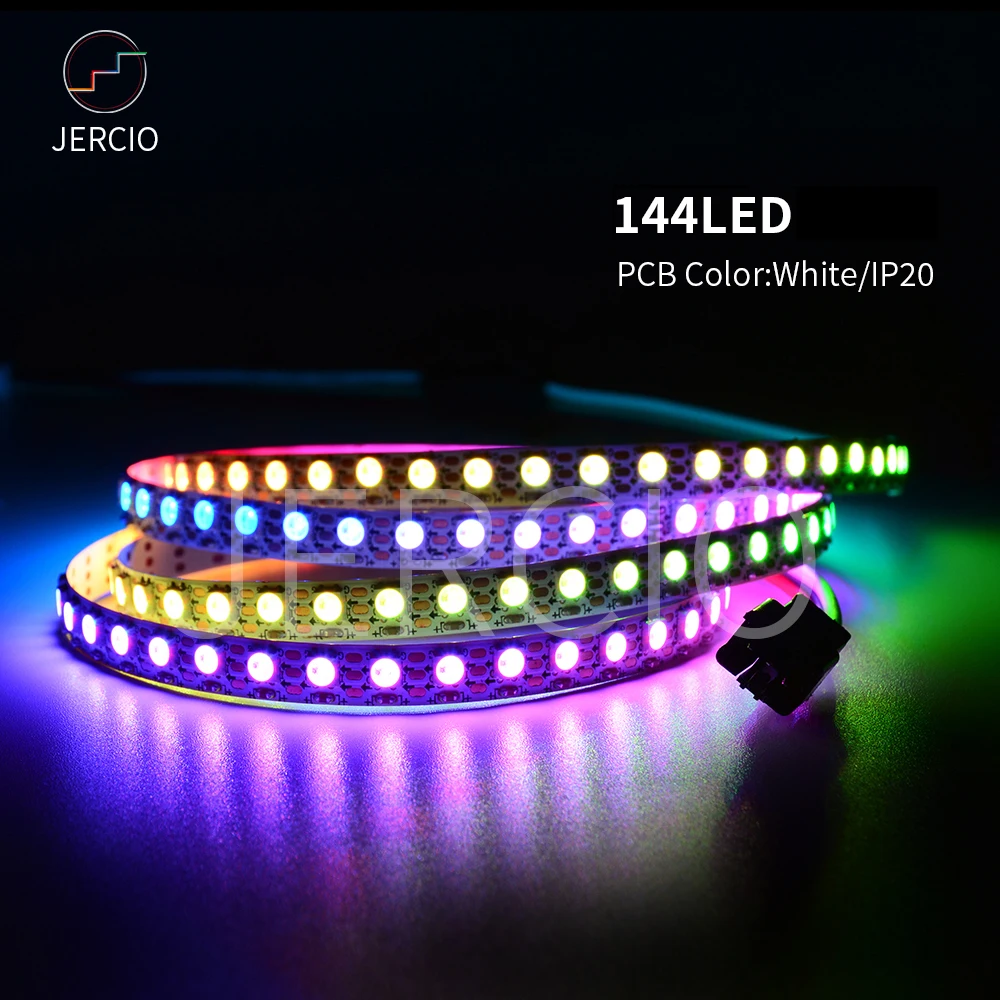 JERCIO цветная(RGB) sk6812 ws2812b умный светодиодный полосы светильник 5050ic 30/60/144 пикселей/светодиодный s/m; крутые удобный индивидуальных адресуемых ip20/65/67 DC5v