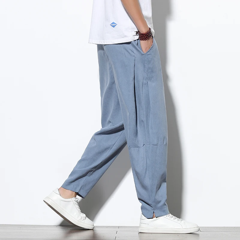 

Cotton Linen Casual Harem Pants Men Joggers Man Autumn Trousers Male Korean Style Baggy Pants 2020 Harajuku Clothes Dropshipping