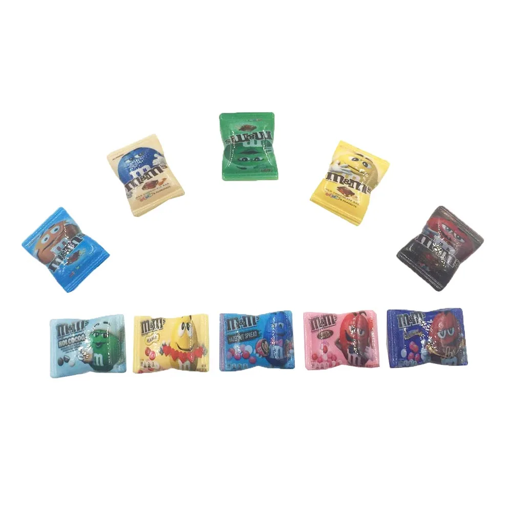 

10Pcs Resin Cartoon M beans Candy Flatback Cabochon Kawaii Mini Food Scrapbooking Fit Phone Deco Embellishments DIY Accessories