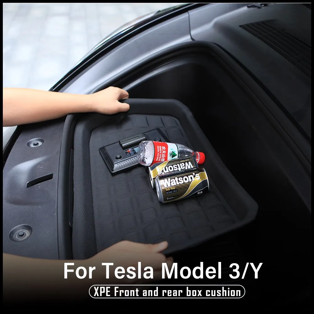 

1 Set 2021 New Car Front Trunk Storage Mat For Tesla Model 3 Car Accessories Cargo Tray Trunk TPE Waterproof Pads Model 3 2021