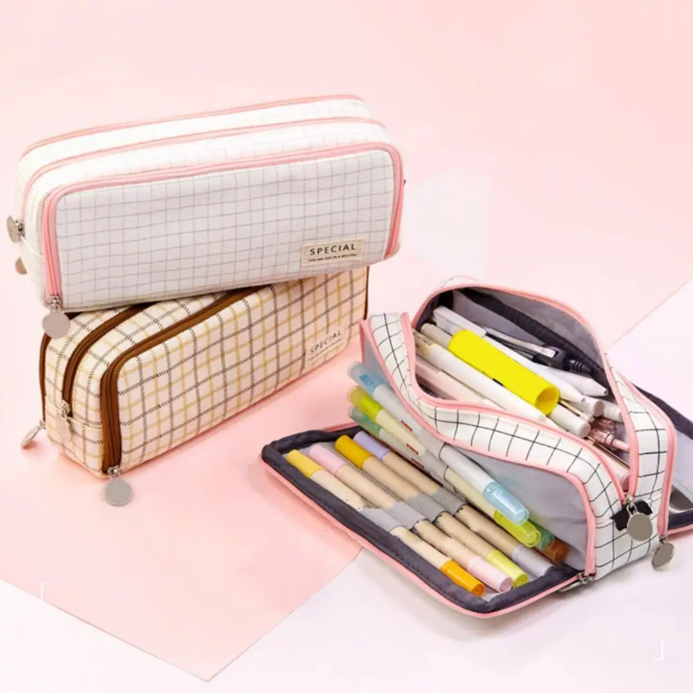 

Multi Compartments Wear Resistant Multi Pen Slots Mesh Pocket Stationery Box for Home