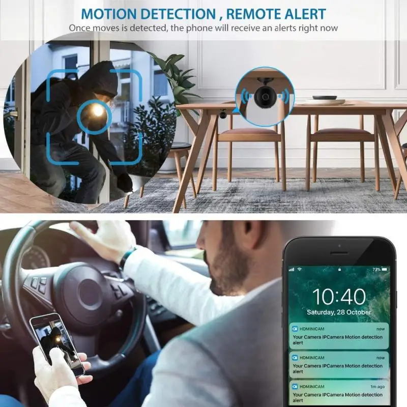 Mini Aluminium Alloy Wireless Camera 2.4GHz WiFi 1080P Night Vision Remote Motion Detection With Bracket | Электроника