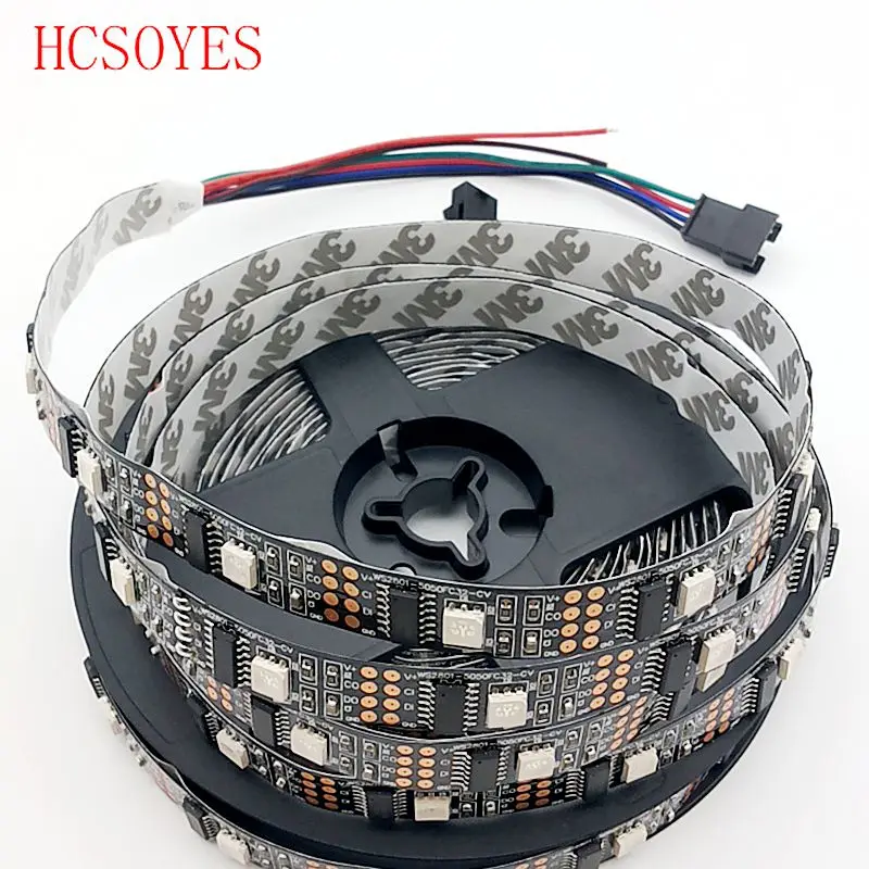 1 м/5 м DC5V ws2801 индивидуально Адресуемая 32 СВЕТОДИОДА/М 5050 RGB лента 12 мм TV Led