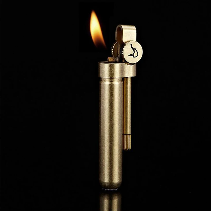 

HONEST Retro Copper Lighter Gas Refillable Grinding Wheel 45°Fire Cigarette Lighters Gift for Men