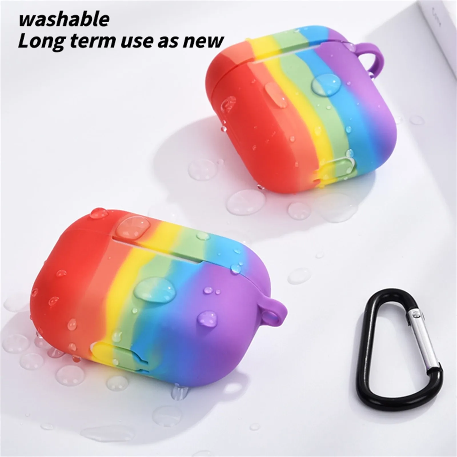Радужный милый силиконовый чехол + брелок для AirpPods Pro Чехол AirPods 1/2 Apple Bluetooth