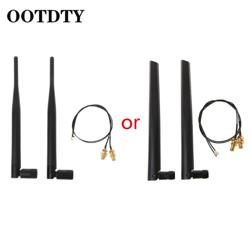 

OOTDTY 2x 6dBi 2.4GHz 5GHz Dual Band WiFi Router Network Card RP-SMA Antenna 2 x U.fl IPEX Cable N8S5 6dBi Antennas