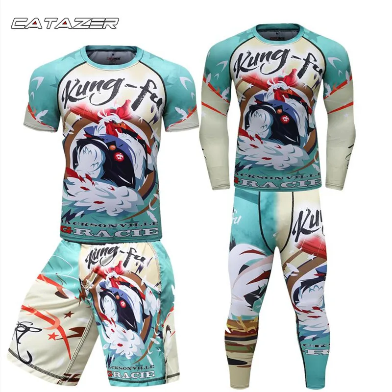 Мужские боксерские футболки + брюки шорты Муай Тай комплекты для ММА Rashguard