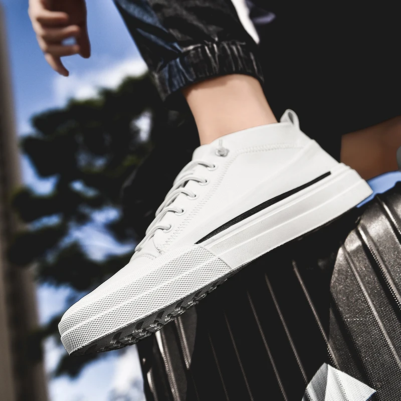 Fashion Brand Men Casual Shoesb Leather Shoes slip on Flats Breathable Soft black White Sneakers Loafers | Обувь