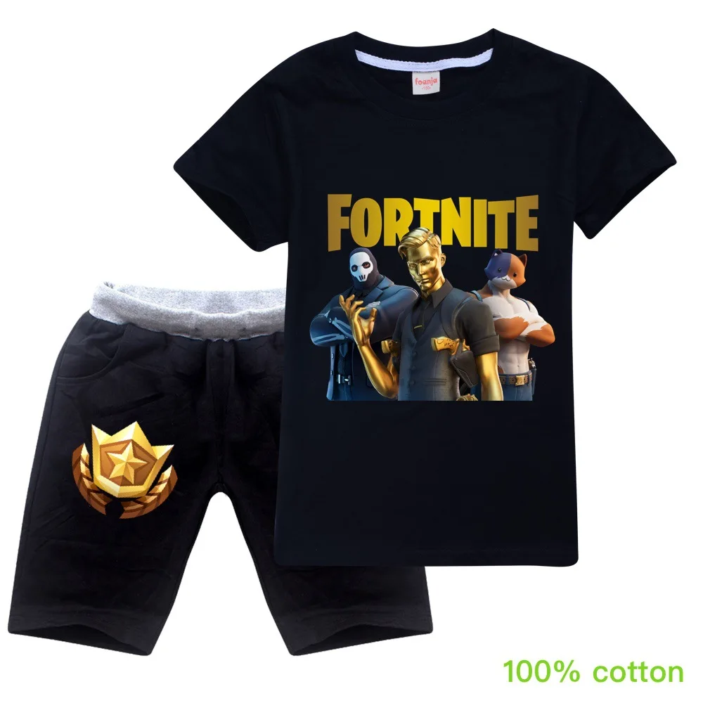 Детская одежда Fortnites комплекты одежды для детей 100% хлопок летняя рубашка с