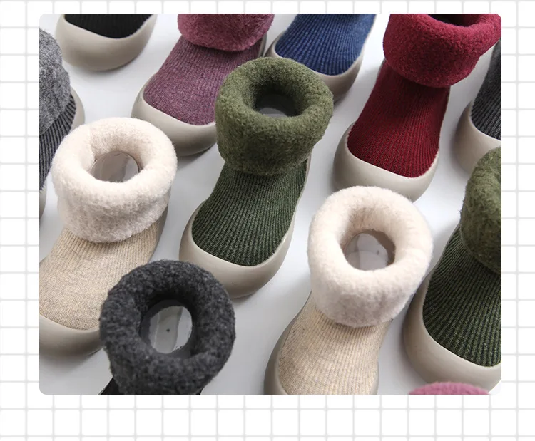 Утолщенные детские носки зимняя очень теплая обувь для малышей мальчиков и