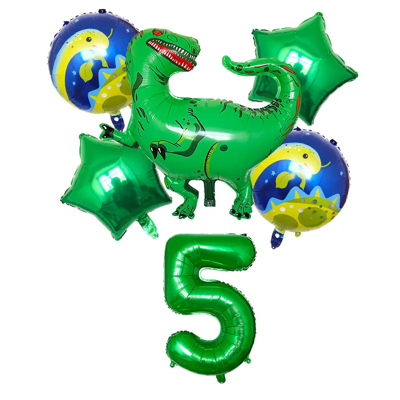 6 шт./компл. большие фольгированные воздушные шары в виде динозавра зеленые