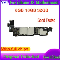 100 original unlocked for iphone 4s motherboard with ios systemfree icloud for iphone 4s mainboardfull chips8gb 16gb 32gb