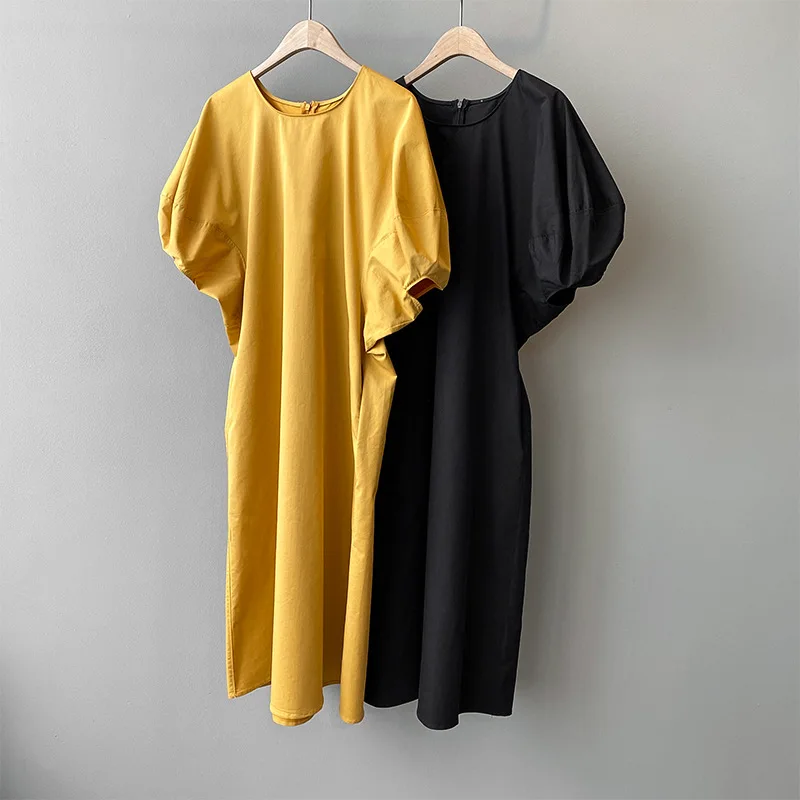 

2021 Women Long Dress Solid Color Plus Size Women Summer Dress Oversize Style Puff Sleeve Women Clothes Vestidos