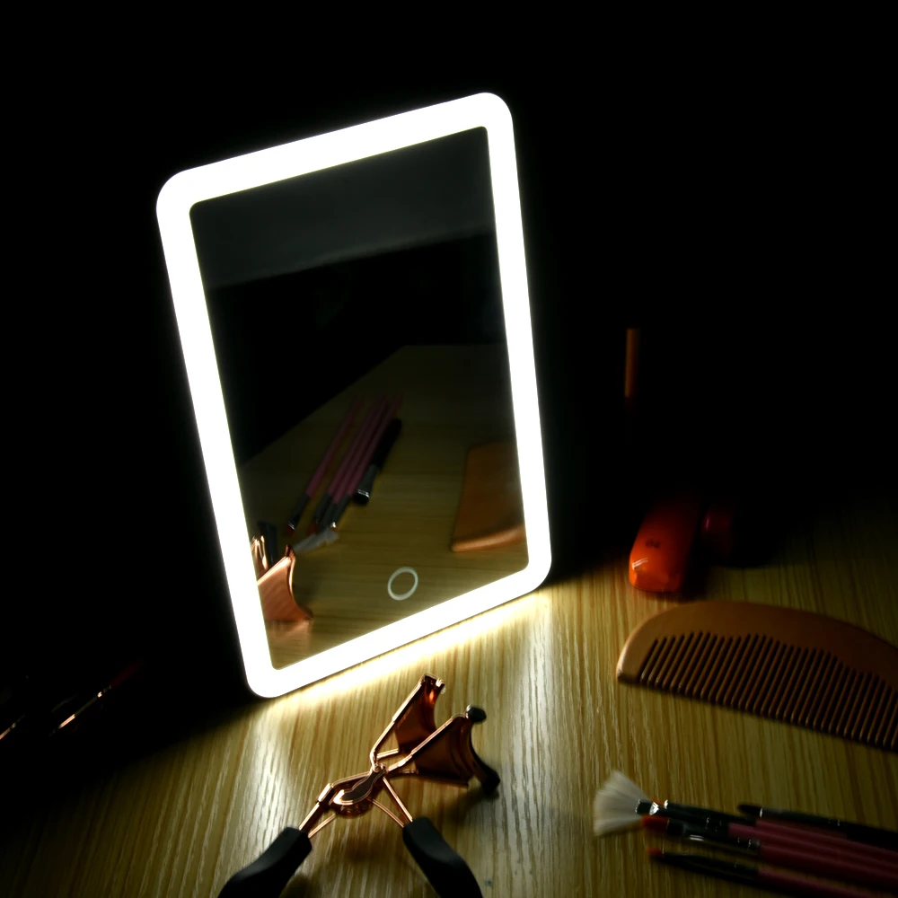 

Lighted Makeup Led Mirror Travel Vanity Mirror with Lights USB Charging Light Table Cosmetic Mirror with Touch Screen Switch