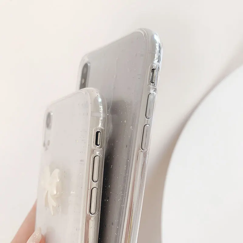 Роскошный чехол с кружевным бантом для iPhone XS MAX прозрачный мягкий из ТПУ 8 7 Plus 6 6S XR