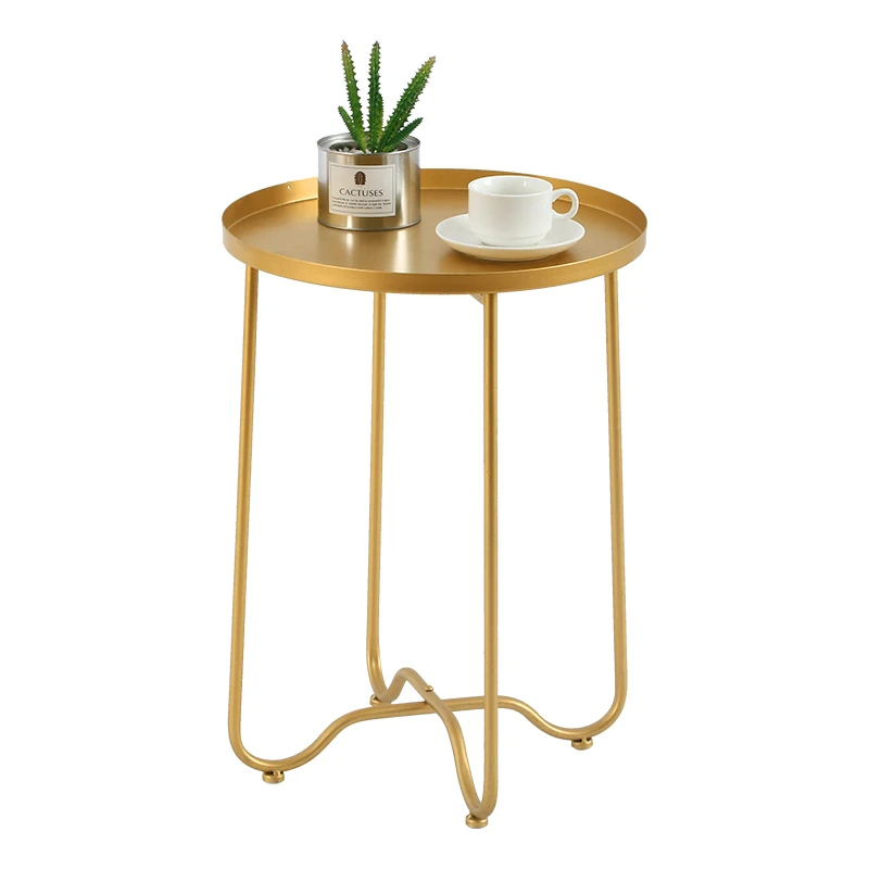 

Nordic Iron Art Small Coffee Table Foldable Luxury Gold Color Simple Sofa Side Table Living Room Balcony Garden Round Tables