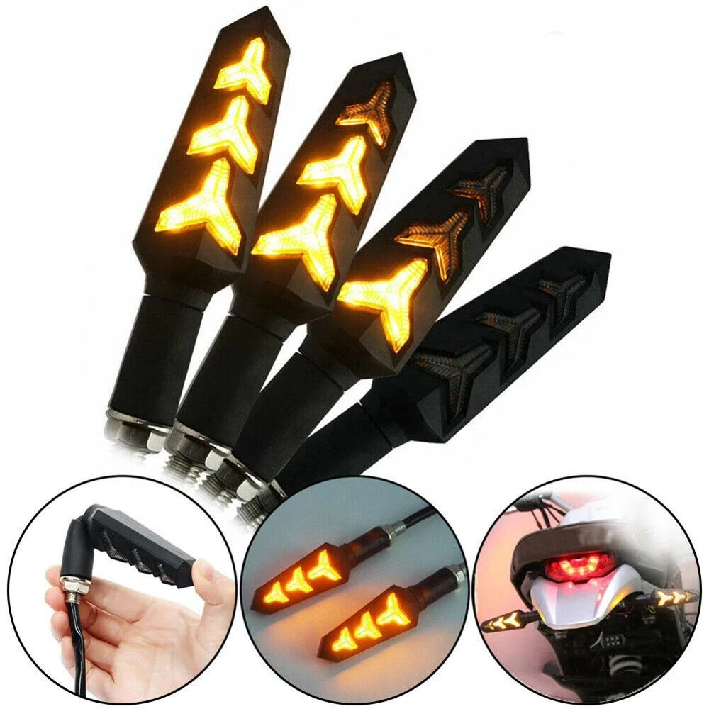 

4 PCS Motorcycle Indicator Flow Turn Signal Light 12V for Motorcycle Motor Scooter Four-wheel Cruiser Off-road Y Shape