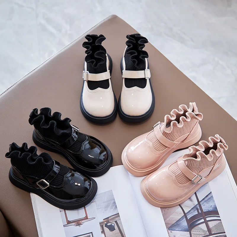 

Ботинки детские из лакированной кожи, на осень/зиму, SM158