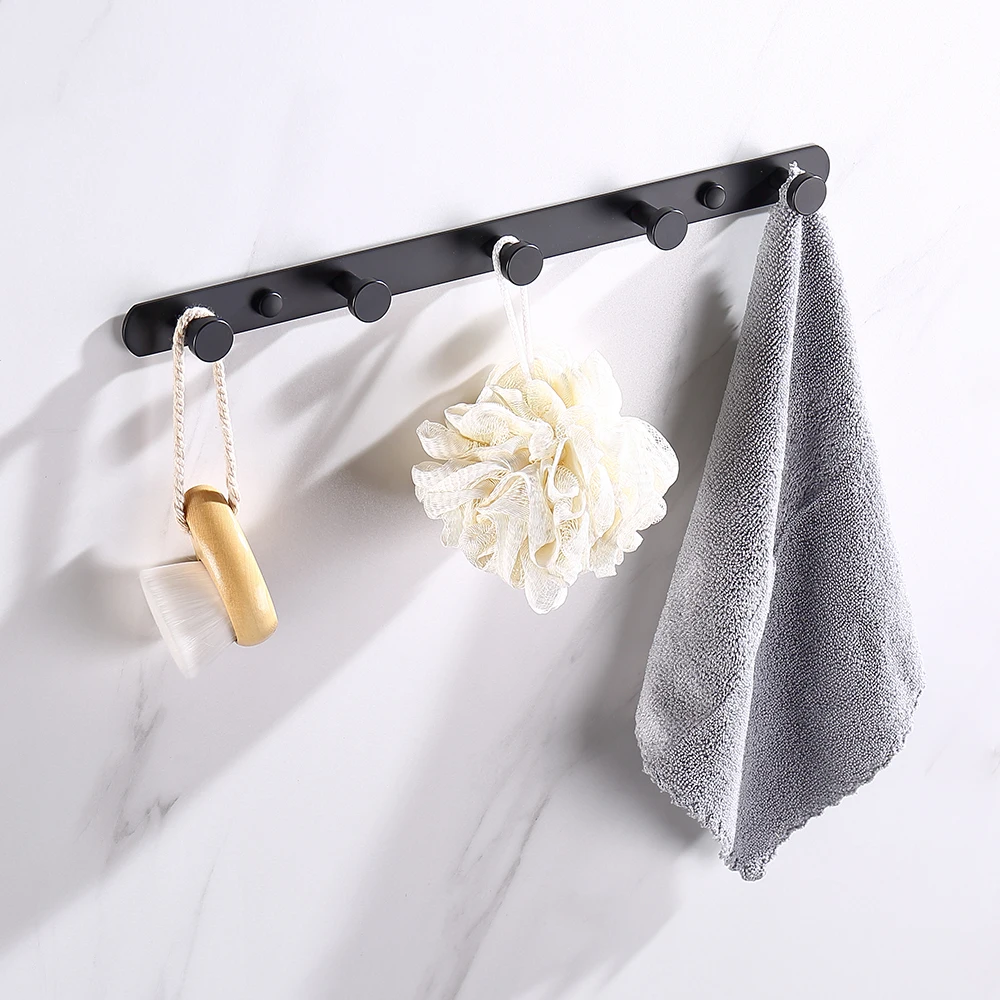 taicute t matte black bathroom robe hooks heavy duty towel hanger wall mount clothes coat holder rack accessories for bathroom free global shipping