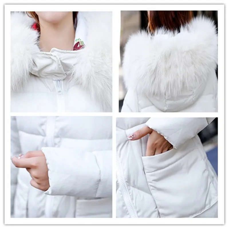 

2019 Winter Double Two Sides Jacket Fashion Hooded With Fur Collar Slim Long Down Cotton Coat Black Thicken Warm Plus Size Parka