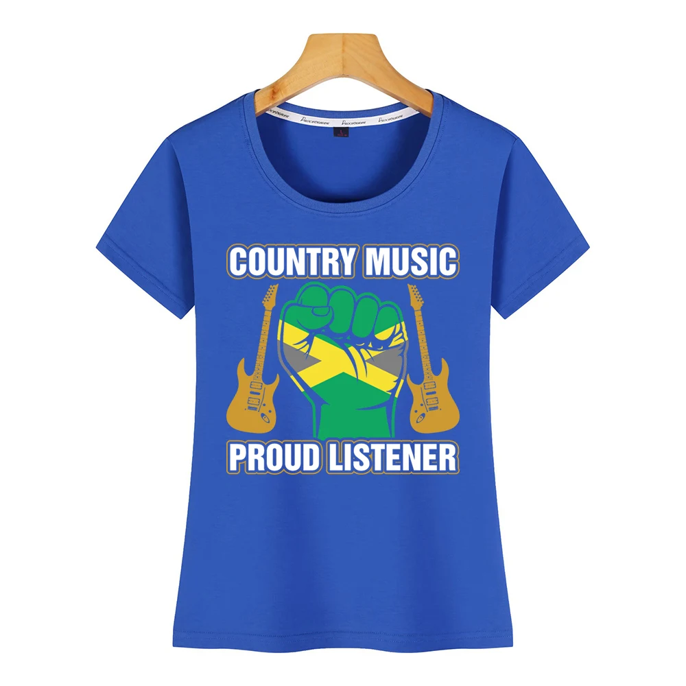 Tops T Shirt Women jamaican country music proud listner Design Black Print Female Tshirt | Женская одежда