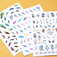 newest ca 9 10 11 feather design nail art sticker decal stamping back gule diy nail decoration wraps