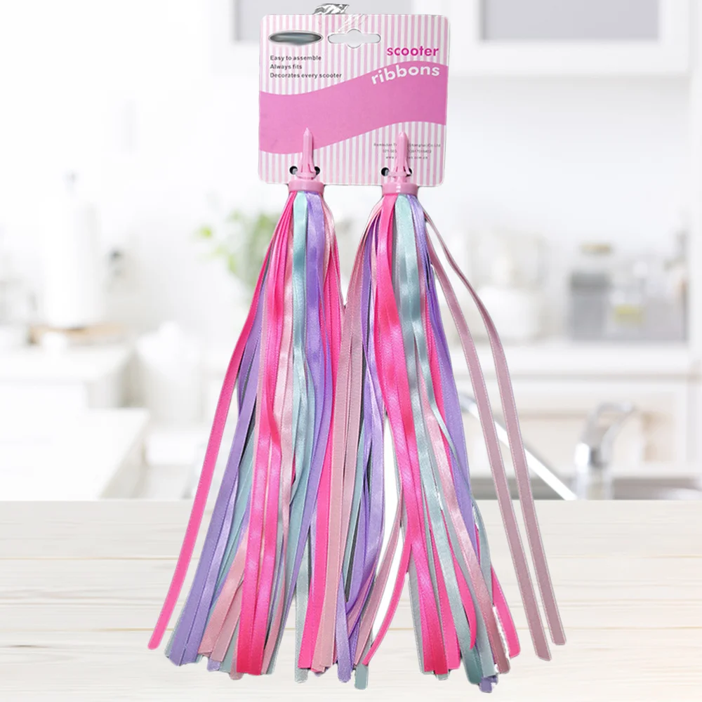 

A Pair of Children Bike Handlebar Ribbons Colorful Scooter Tassels(Yellow and)