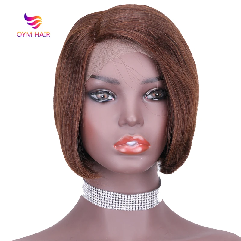 

Парик короткий боб с эффектом деграде, с челкой, бразильский прямой парик из натуральных волос, Короткие парики из человеческих волос волос...