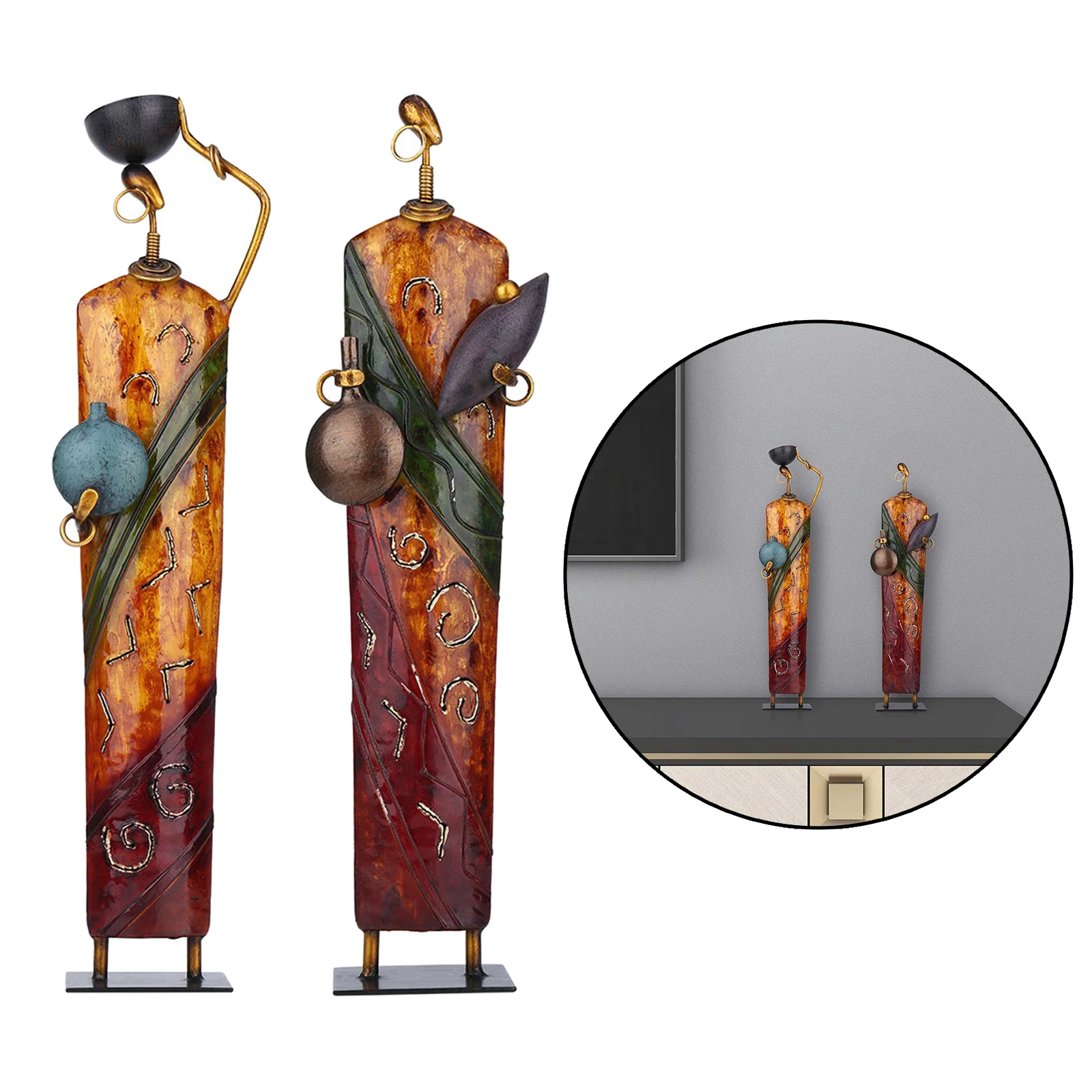 

Retro African Woman Sculpture Artistic Character Statue Table Stand Decor