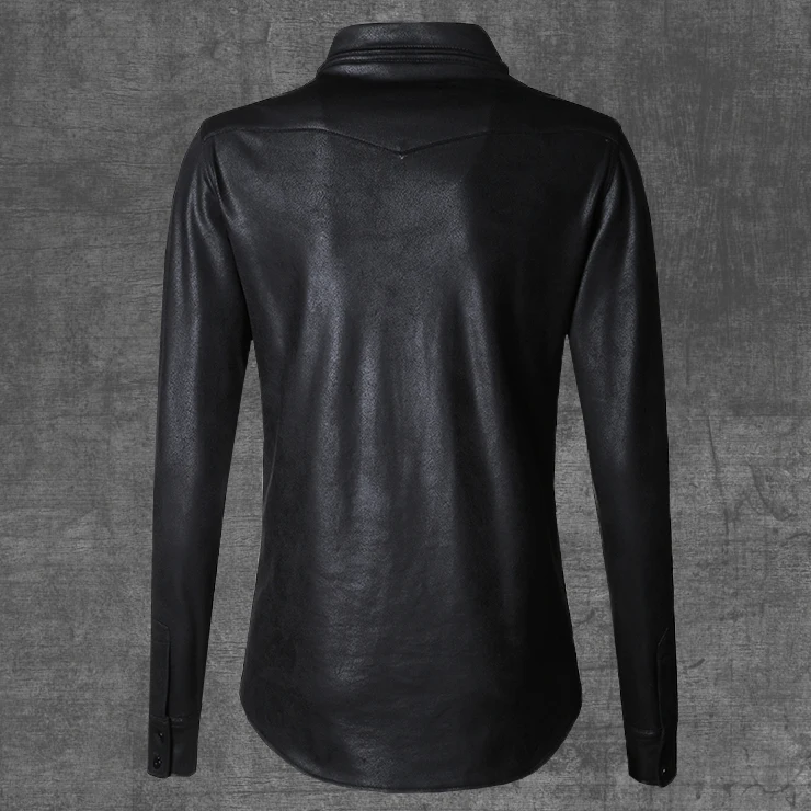 Новинка модная мужская эластичная плюшевая рубашка одежда черная с длинным