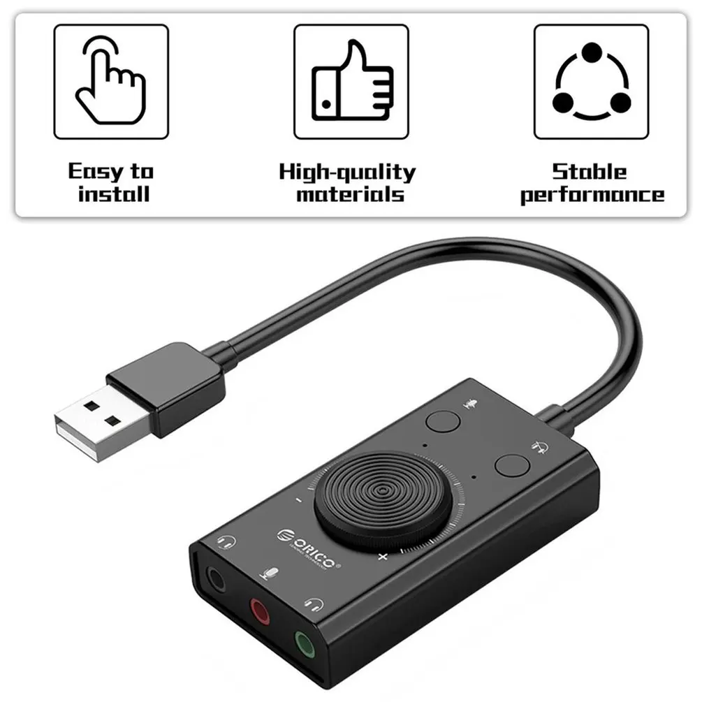 

Sound Card USB Audio Interface External 3.5mm Microphone Audio Adapter Cable Adapter Switch Volume Adjustment Free Drive