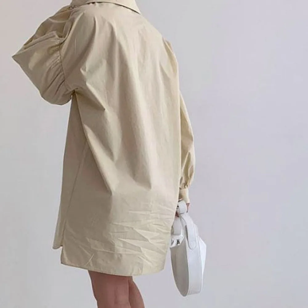 

Autumn New Fashion Women's Clothing 2021 Korean Fashion Solid Color V-neck Long Sleeve Dress Casual Loose Simplicity